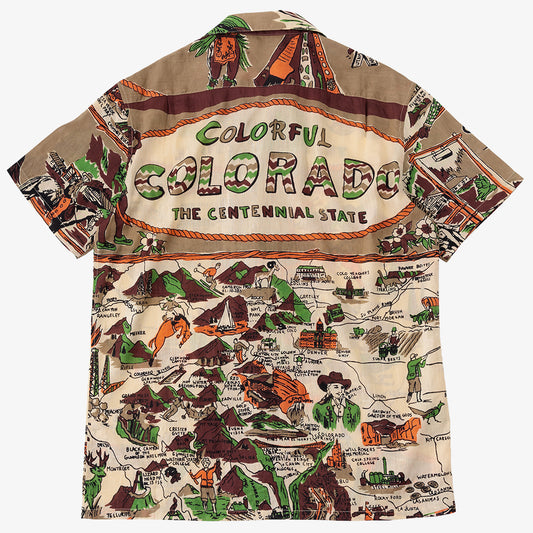 マッププリント ハワイアンシャツ COLORADO Brown / PIM7725map-25ms-c7