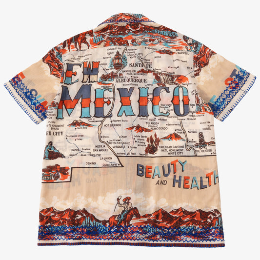 マッププリント ハワイアンシャツ ハンド刺繍 NEW MEXICO Beige / PIM7824map-25ms-c3