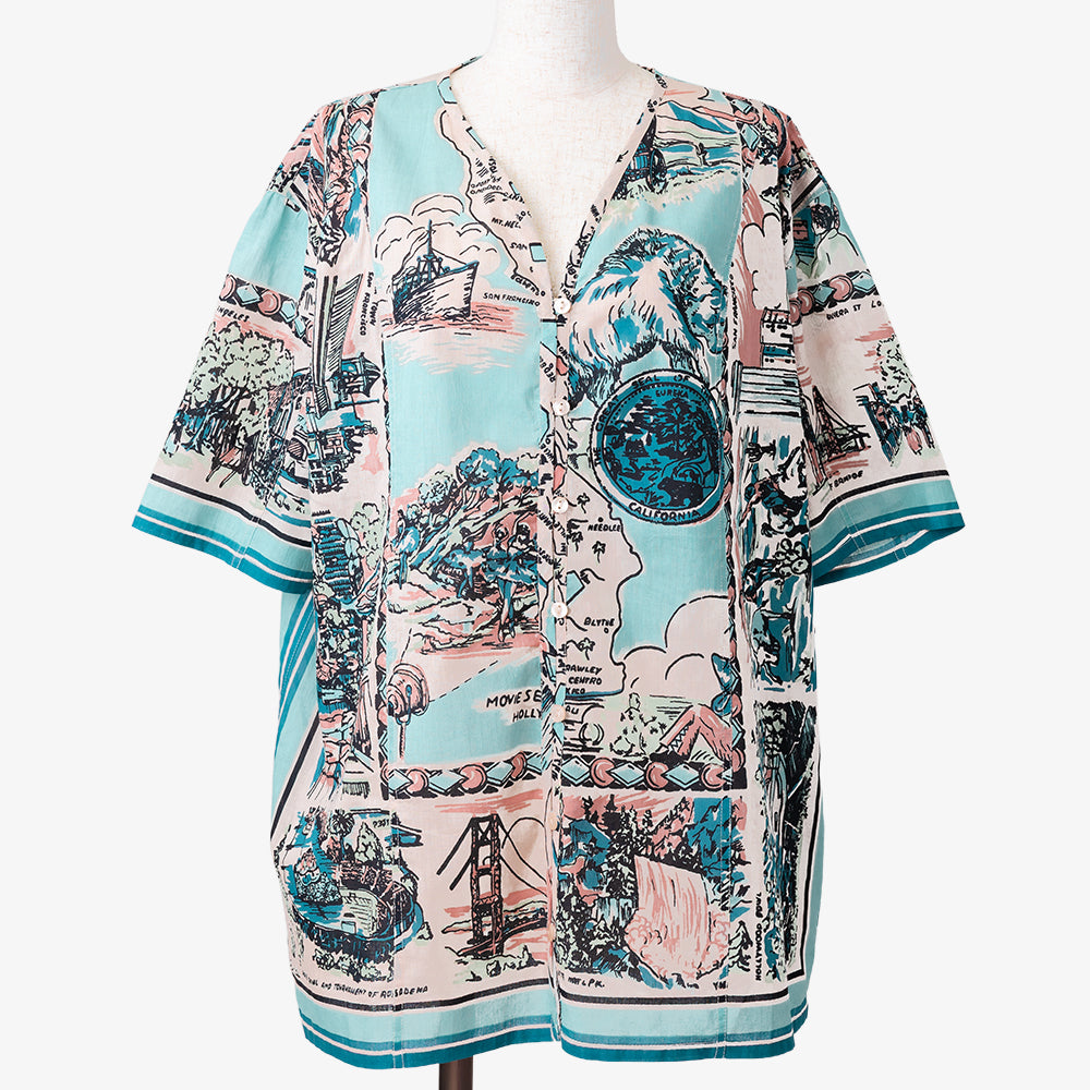 CA Map Pullover Shirt Blue / PIM8124Map-26ss-c4