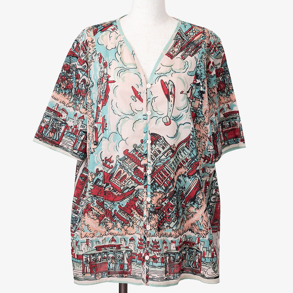SF Map Pullover Shirt Saxe / PIM8124Map-26ss-c5