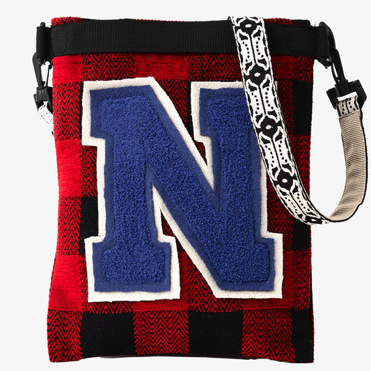 Chenille Buffalo Plaid Jacquard Pocket with Letter Patch Jacquard Pochette / BBB2101 c#1 Red