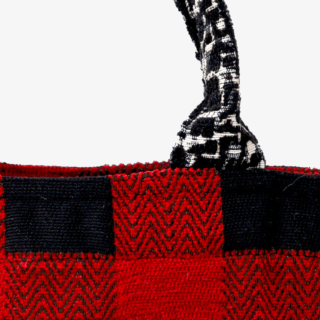 Chenille Buffalo Plaid Jacquard Extra Small Tote Bag Jacquard Tote Bag XS / BBB-2084 c#1 Red