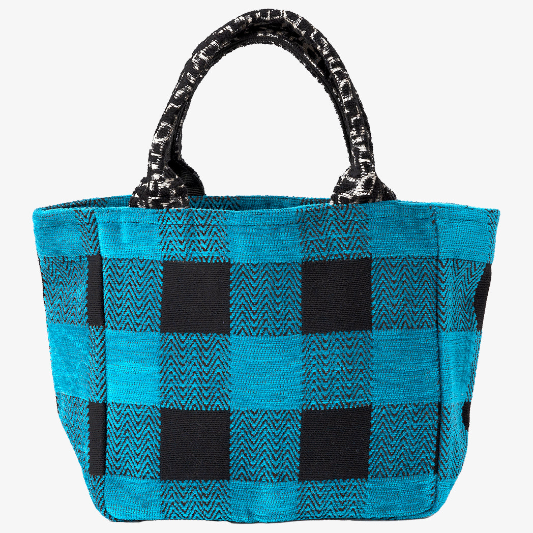 Chenille Buffalo Plaid Jacquard Extra Small Tote Bag Jacquard Tote Bag XS / BBB-2084 c#2 Turquoise