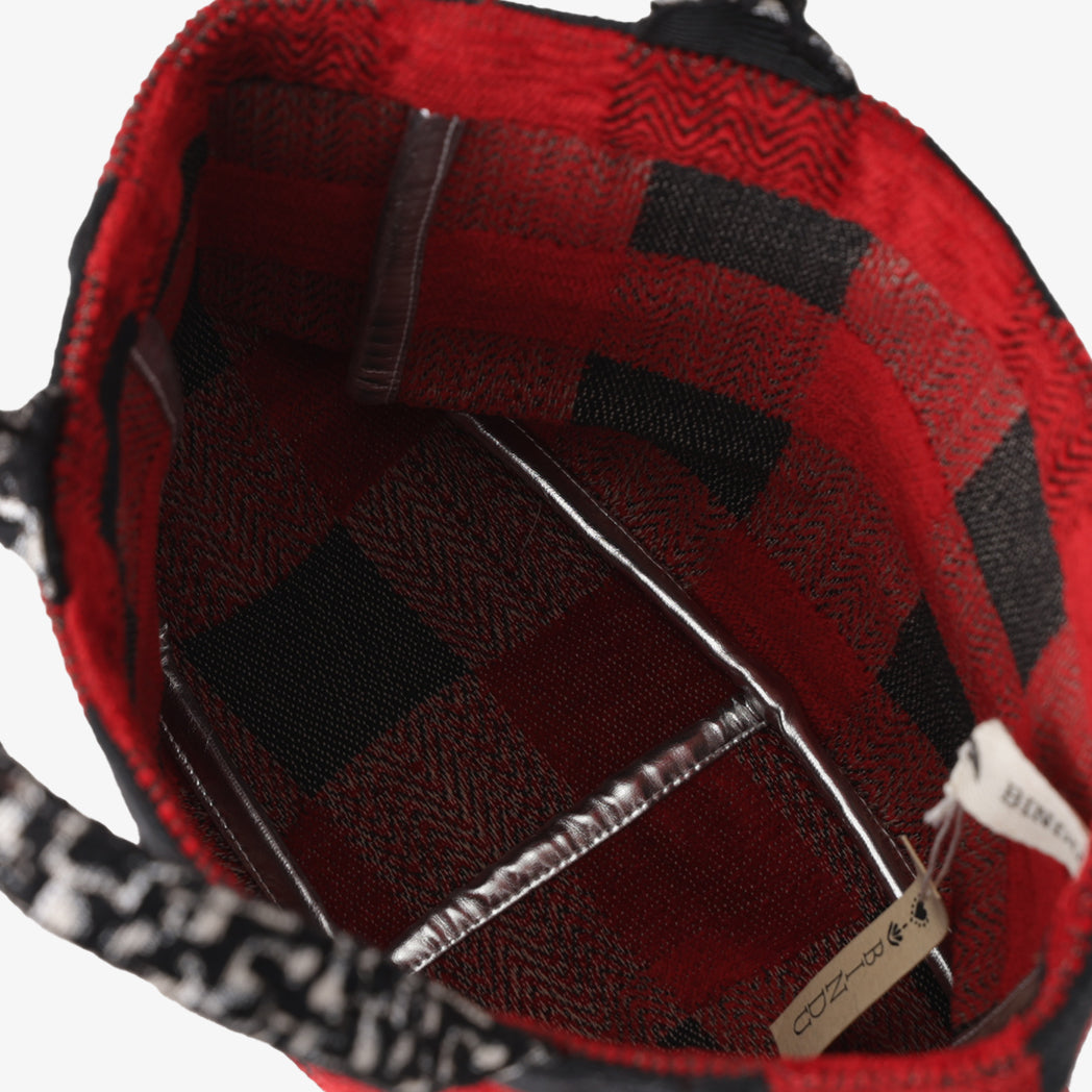 Chenille Buffalo Plaid Jacquard Extra Small Tote Bag ジャカードトートバッグXS / BBB-2084 c#1 Red