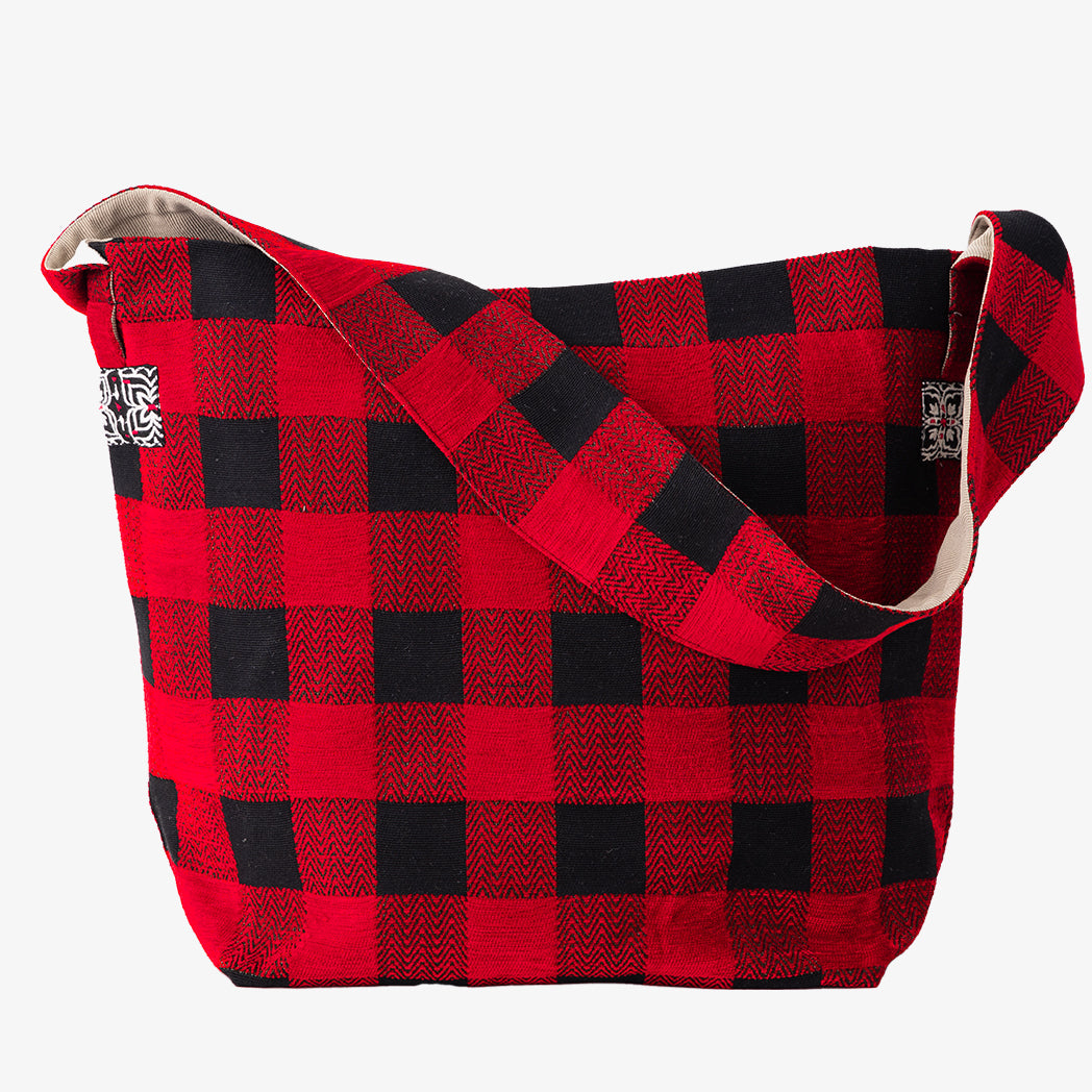 Chenille Buffalo Plaid Jacquard Shoulder Bag Jacquard Shoulder Bag / BBB2085 c#1 Red