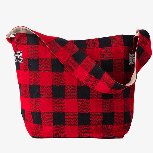 Chenille Buffalo Plaid Jacquard Shoulder Bag Jacquard Shoulder Bag / BBB2085 c#1 Red