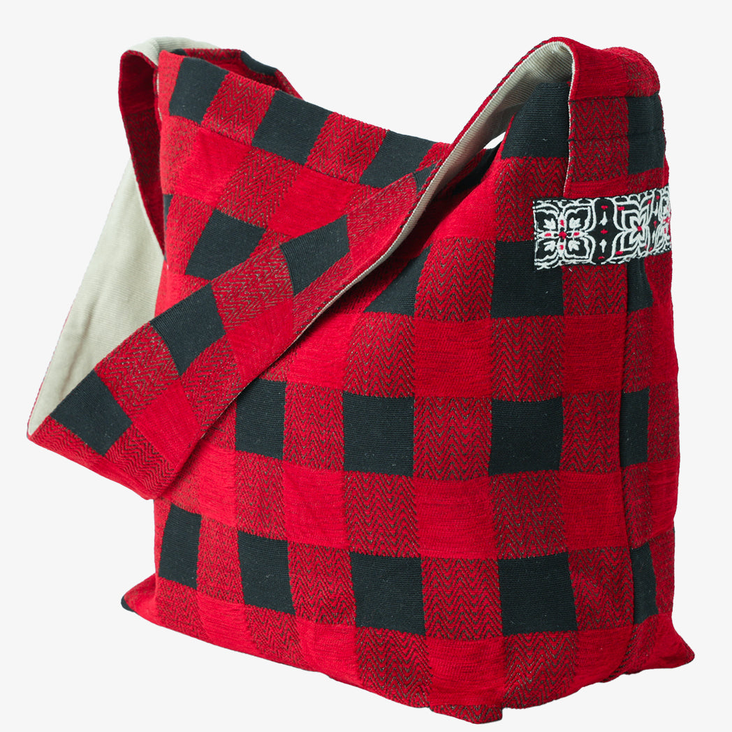 Chenille Buffalo Plaid Jacquard Shoulder Bag ジャカードショルダーバッグ / BBB2085 c#1 Red