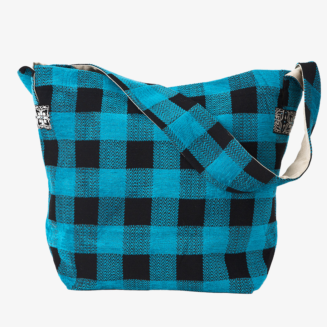 Chenille Buffalo Plaid Jacquard Shoulder Bag ジャカードショルダーバッグ / BBB2085 c#2 Turquoise