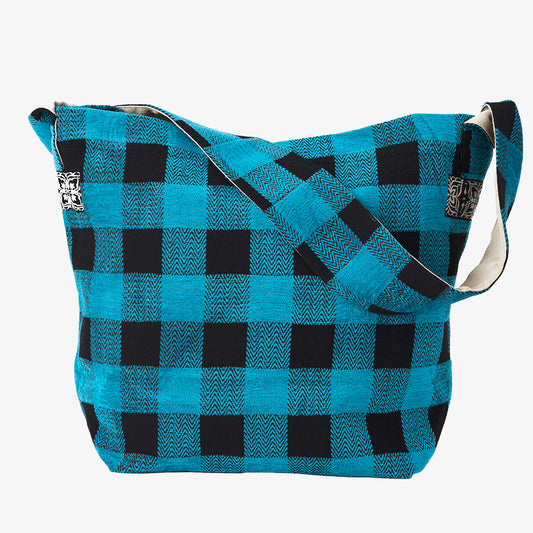 Chenille Buffalo Plaid Jacquard Shoulder Bag ジャカードショルダーバッグ / BBB2085 c#2 Turquoise