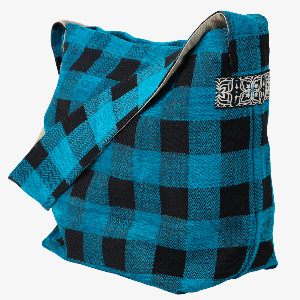 Chenille Buffalo Plaid Jacquard Shoulder Bag ジャカードショルダーバッグ / BBB2085 c#2 Turquoise