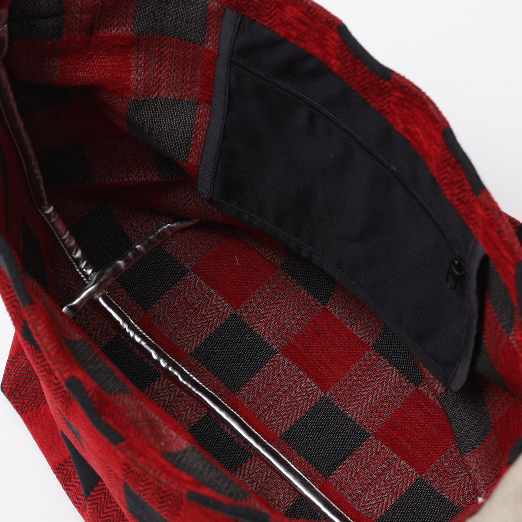 Chenille Buffalo Plaid Jacquard Shoulder Bag Jacquard Shoulder Bag / BBB2085 c#1 Red