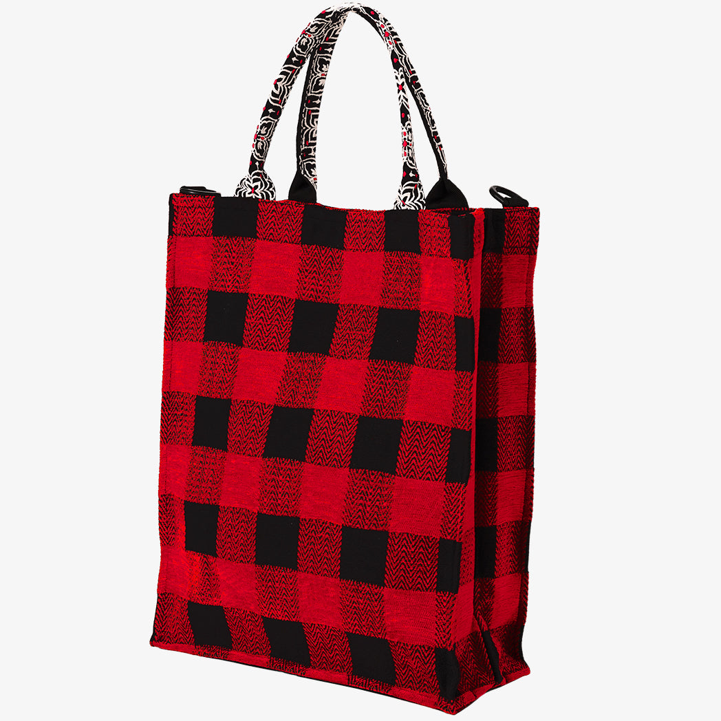 Chenille Buffalo Plaid Jacquard Big Tote Bag ジャカードトートバッグ / BBB-2088 c#1 Red