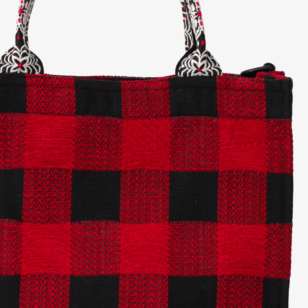 Chenille Buffalo Plaid Jacquard Big Tote Bag ジャカードトートバッグ / BBB-2088 c#1 Red