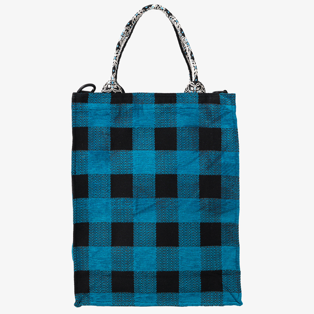 Chenille Buffalo Plaid Jacquard Big Tote Bag Jacquard Tote Bag / BBB-2088 c#2 Turquoise