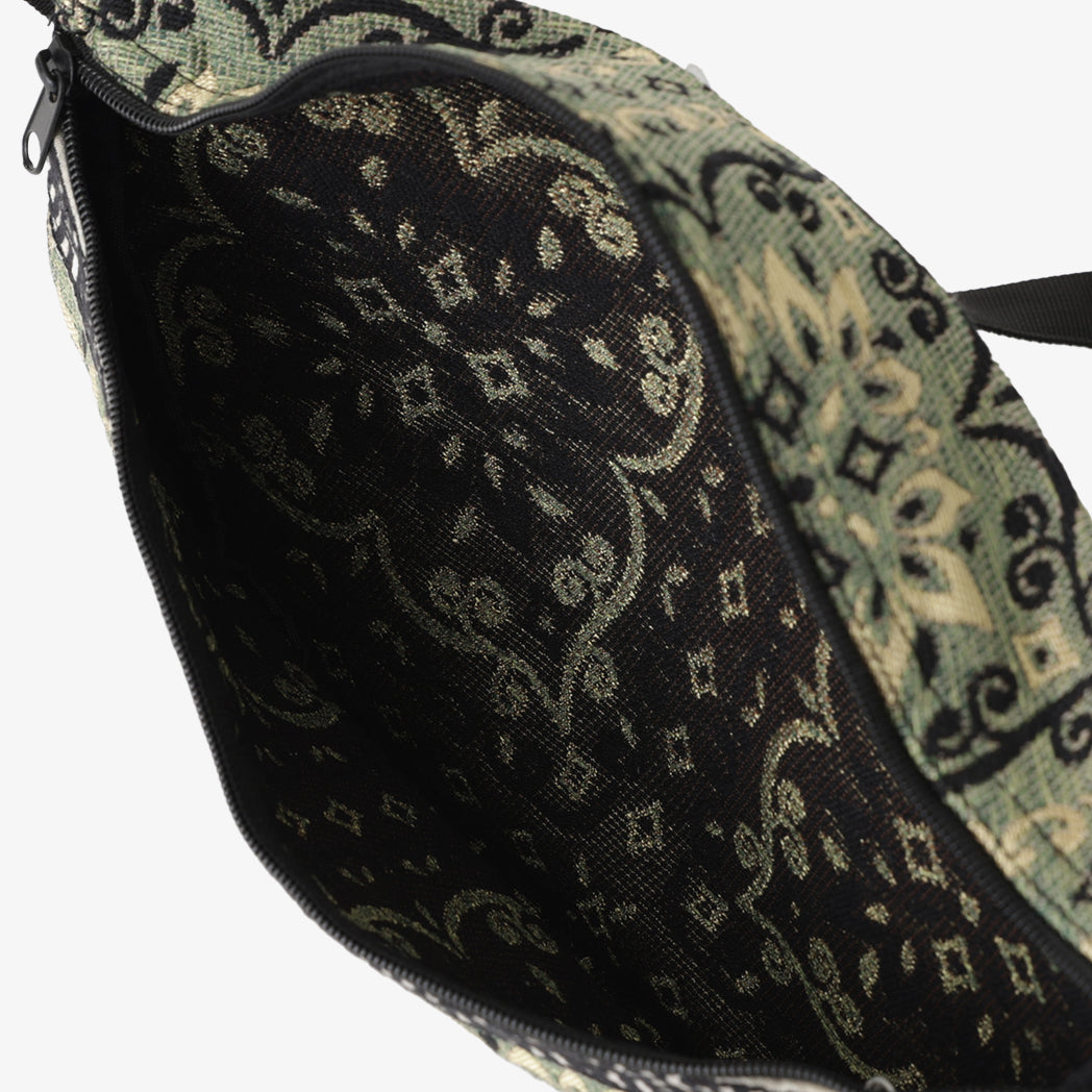 BBB-2091  Joni Flower Jacquard Waist Bag / c#2 Olive