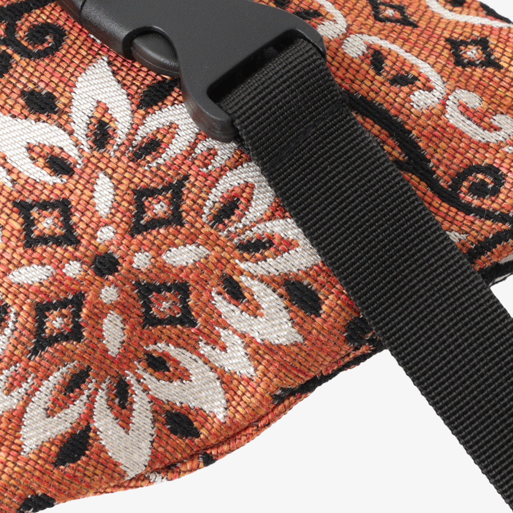 BBB-2091 Joni Flower Jacquard Waist Bag / c#1 Orange