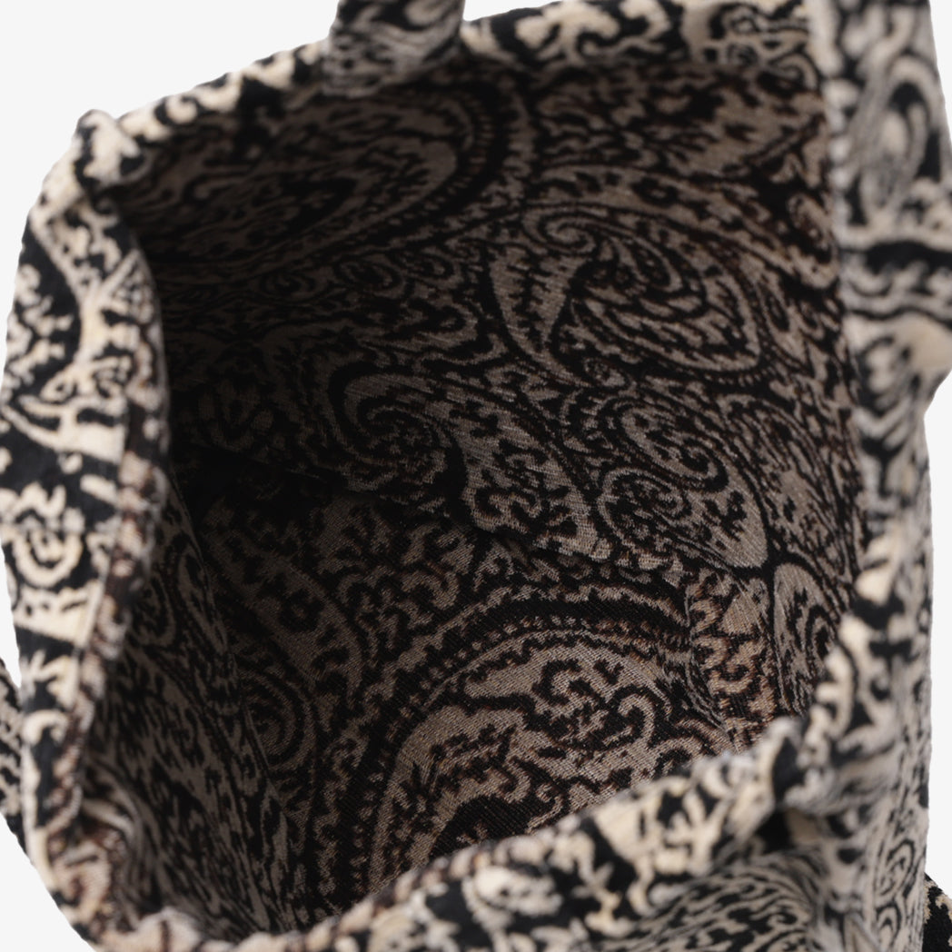 Chenille Robbie Paisley Jacquard Small Reverse Tote Bag ジャカードトートバッグ / BBB-2094 c#1 Natural Black