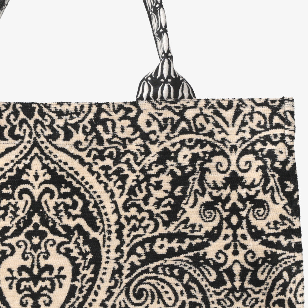 Chenille Robbie Paisley Jacquard Book Tote Bag ジャカードブックトートバッグ / BBB-2095 c#1 Natural Black