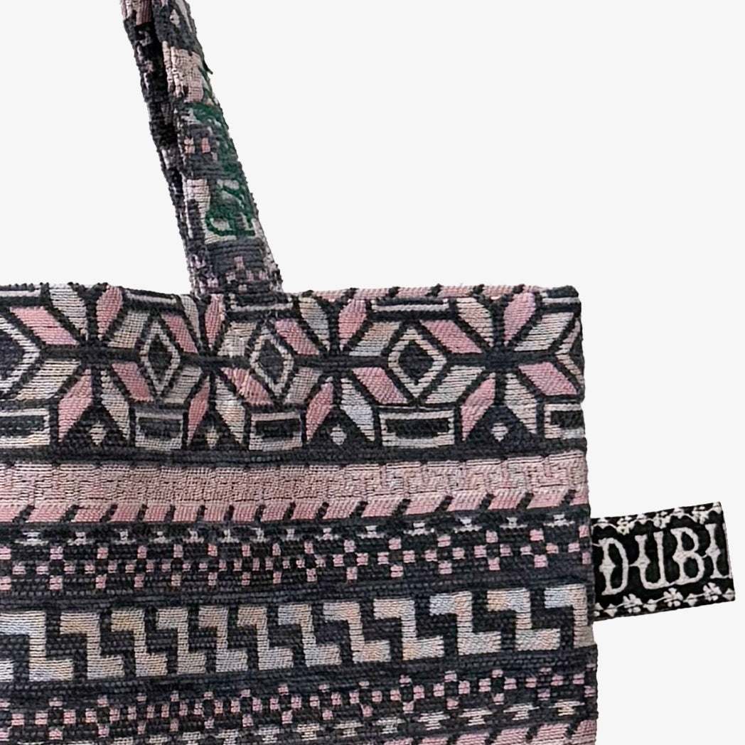 Chenille Model Shop Jacquard Small Reverse Tote Bag ジャカードトートバッグ / BBB-2097 c#3 Dark Grey / Pink