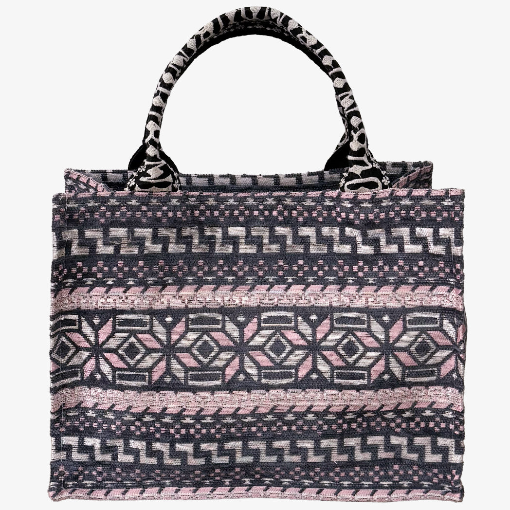 Chenille Model Shop Jacquard Small Book Tote Bag ジャカードブックトートバッグ / BBB-2098 c#3 Dark Grey / Pink