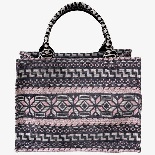 Chenille Model Shop Jacquard Small Book Tote Bag ジャカードブックトートバッグ / BBB-2098 c#3 Dark Grey / Pink