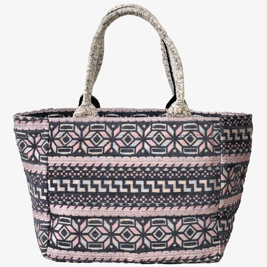 Chenille Model Shop Jacquard Small Tote Bag ジャカードトートバッグ / BBB-2099 c#3 Dark Grey / Pink