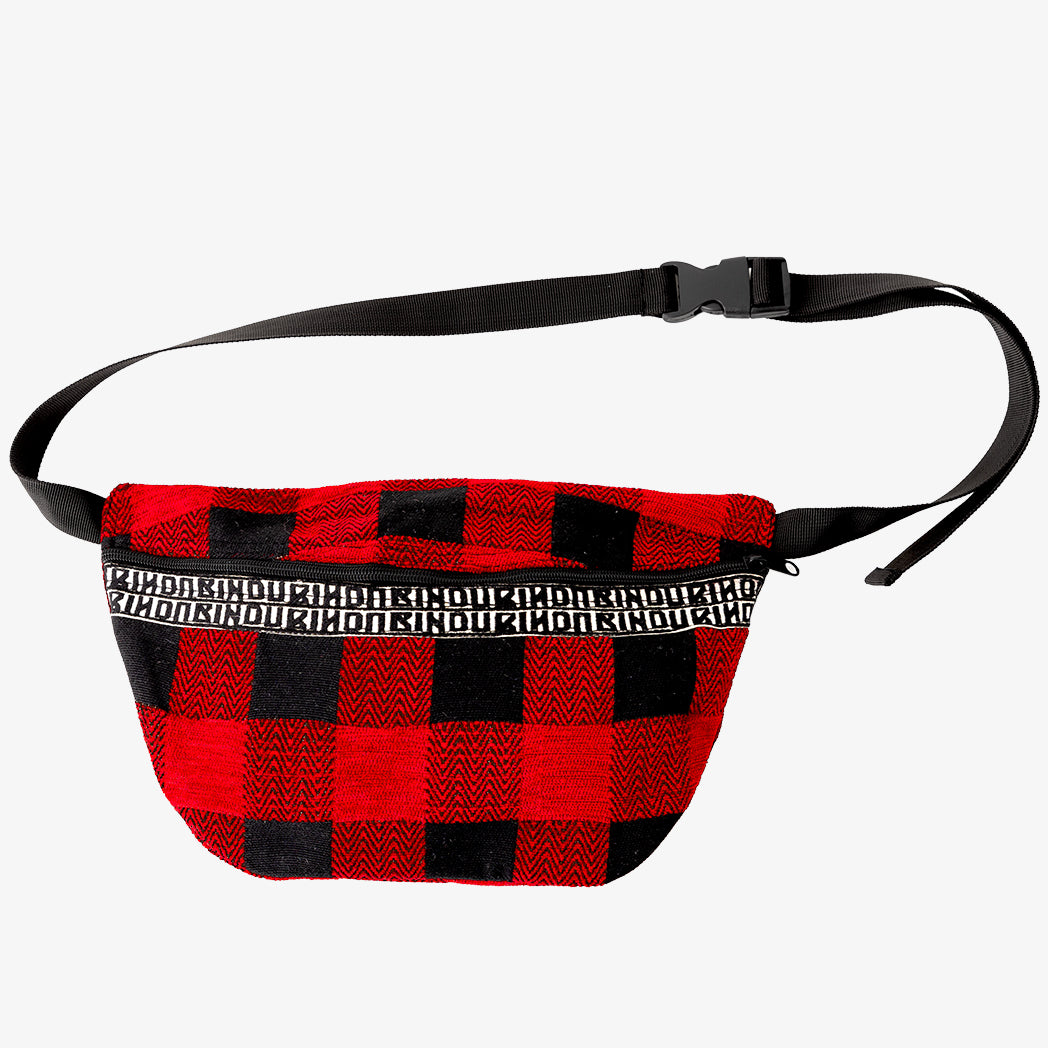 Chenille Buffalo Plaid Jacquard Waist Bag "Medium" ジャカードウエストバッグ /  BBB2100 c#1 Red