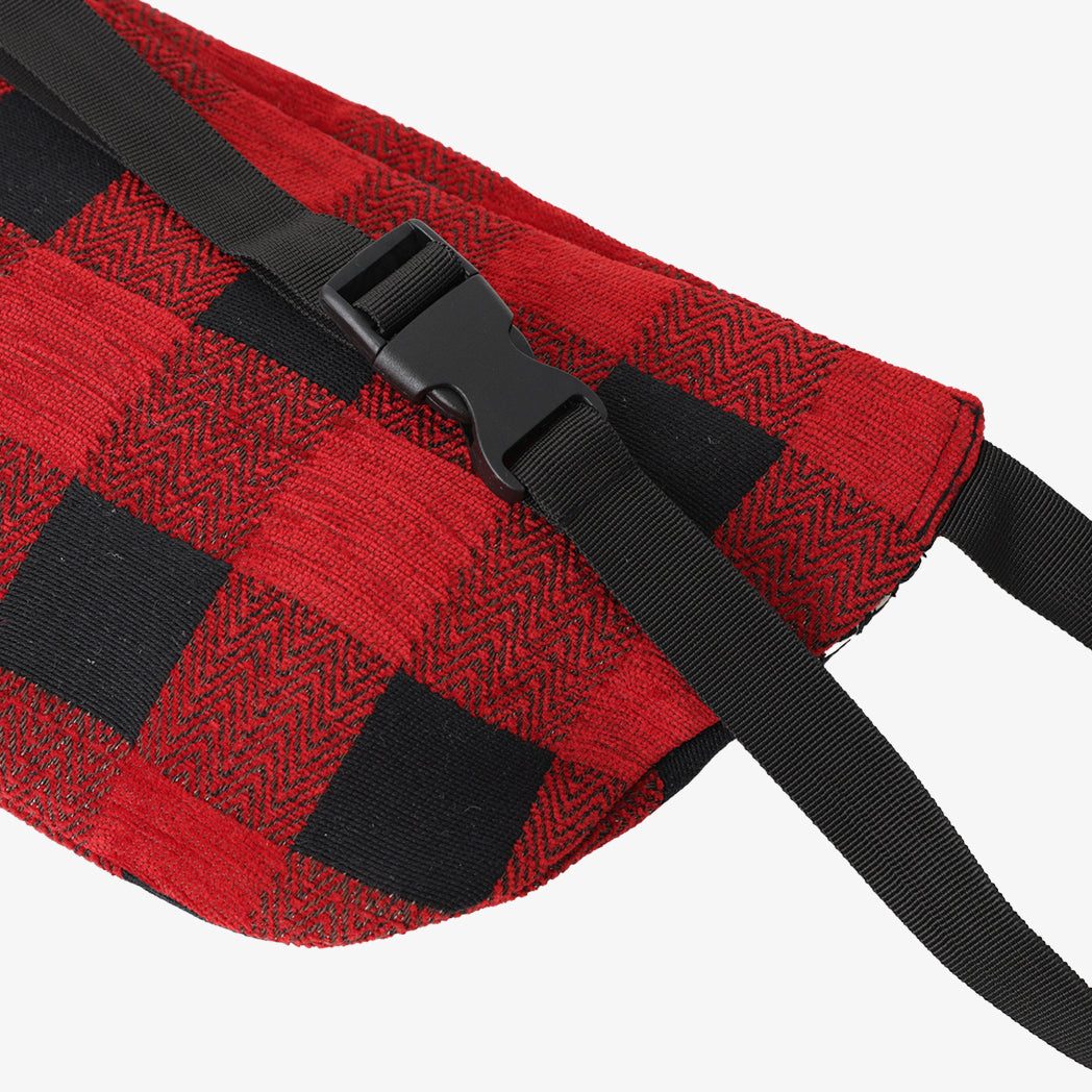 Chenille Buffalo Plaid Jacquard Waist Bag "Medium" ジャカードウエストバッグ /  BBB2100 c#1 Red