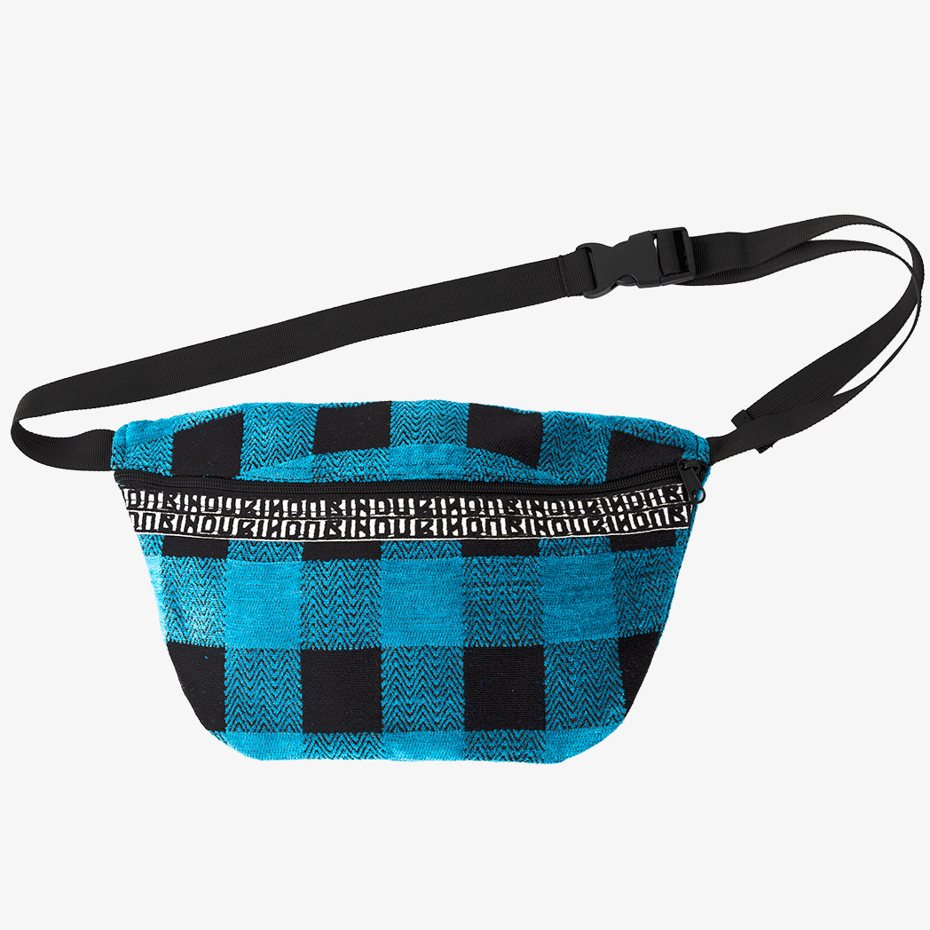 Chenille Buffalo Plaid Jacquard Waist Bag "Medium" Jacquard Waist Bag / c#2 Turquoise