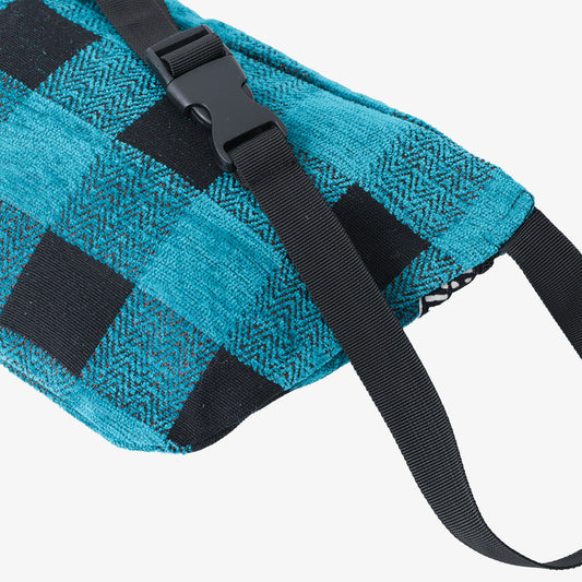 Chenille Buffalo Plaid Jacquard Waist Bag "Medium" Jacquard Waist Bag / c#2 Turquoise