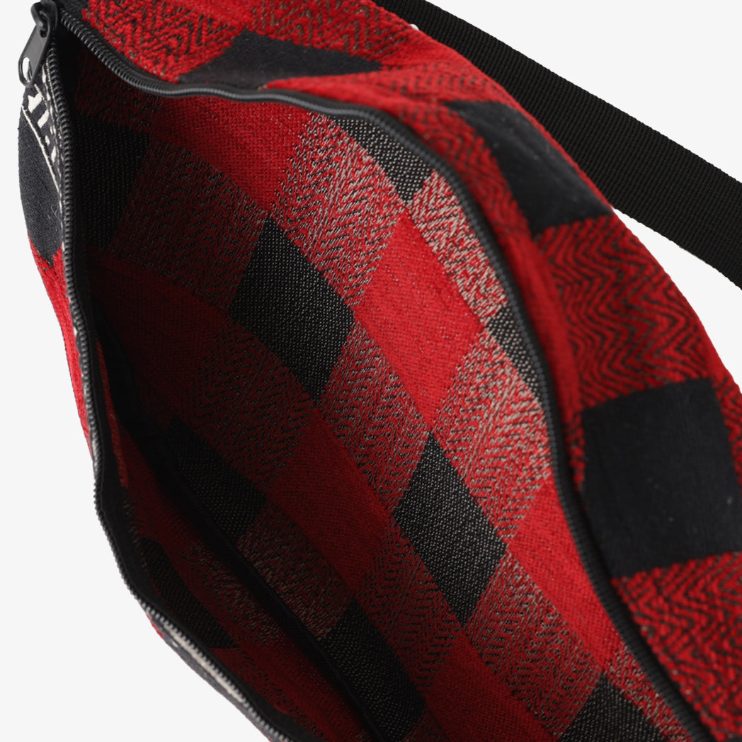 Chenille Buffalo Plaid Jacquard Waist Bag "Medium" ジャカードウエストバッグ /  BBB2100 c#1 Red