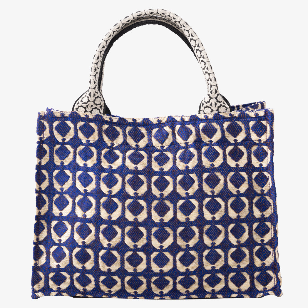 Lantern Jacquard Small Book Tote Bag Blue / BBB-2118-c1 25S