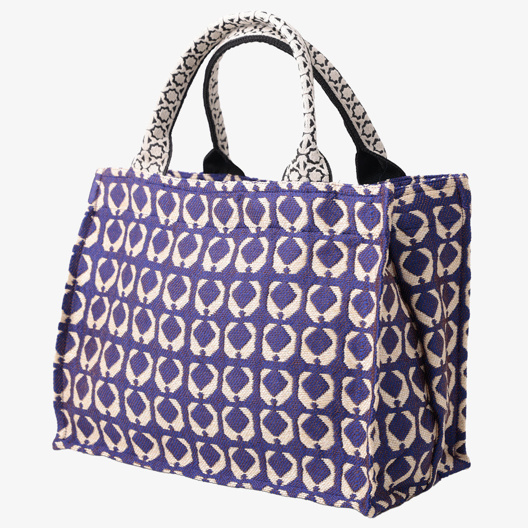 Lantern Jacquard Small Book Tote Bag Blue / BBB-2118-c1 25S