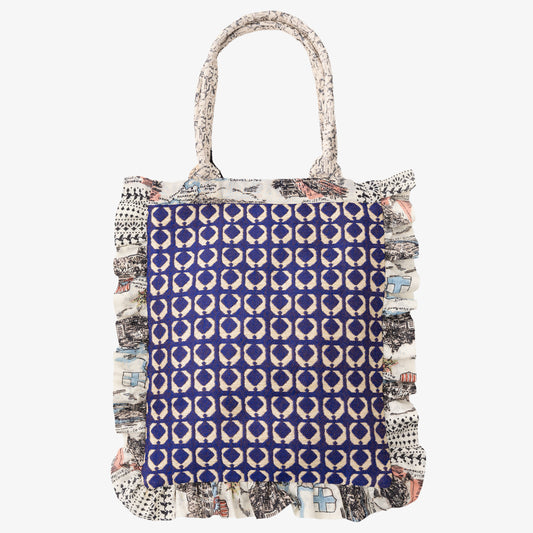 Lantern Jacquard Frill Tote Bag Blue / BBB-2120-c1 25S