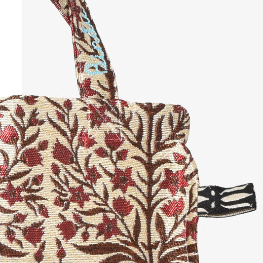 Botanical Flower Jacquard Small Reverse Tote Bag Natural / BBB-2121-c2 25S