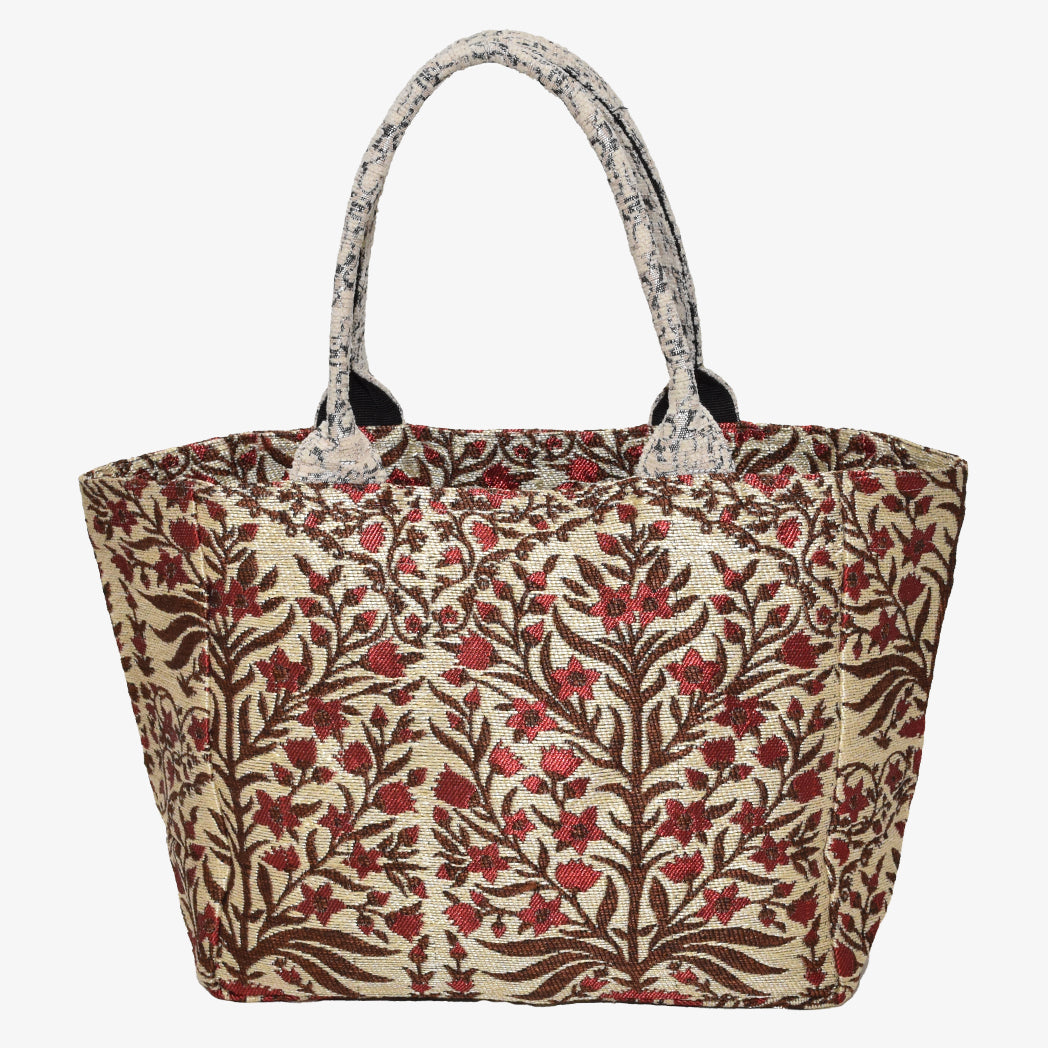 Botanical Flower Jacquard Small Tote Bag Natural / BBB-2122-c2 25S