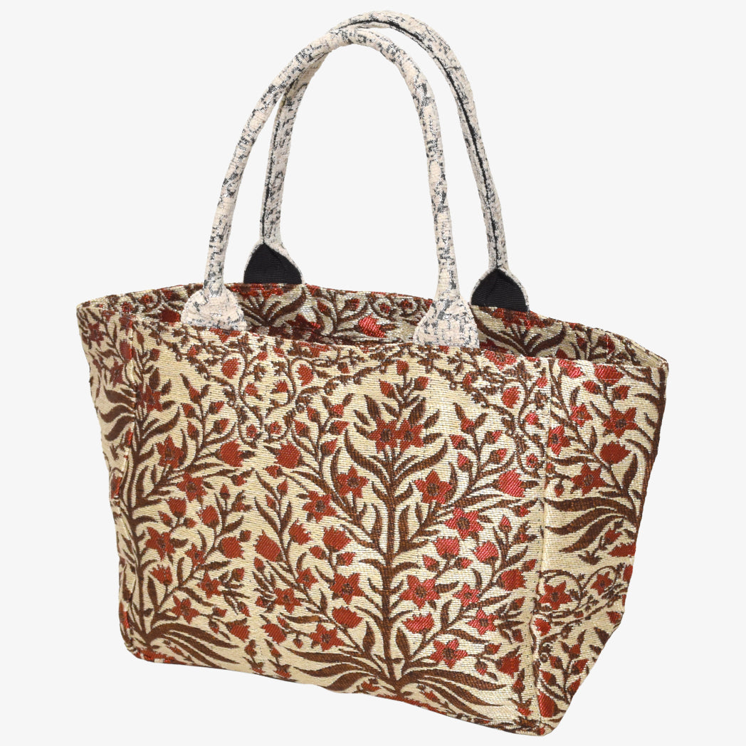 Botanical Flower Jacquard Small Tote Bag Natural / BBB-2122-c2 25S