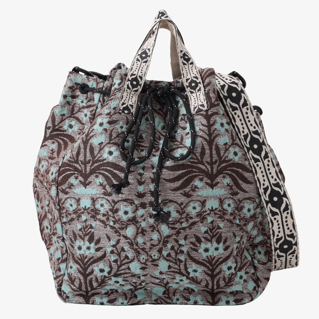 Botanical Flower Jacquard Mochila Bag Silver / BBB-2123-c1 25S