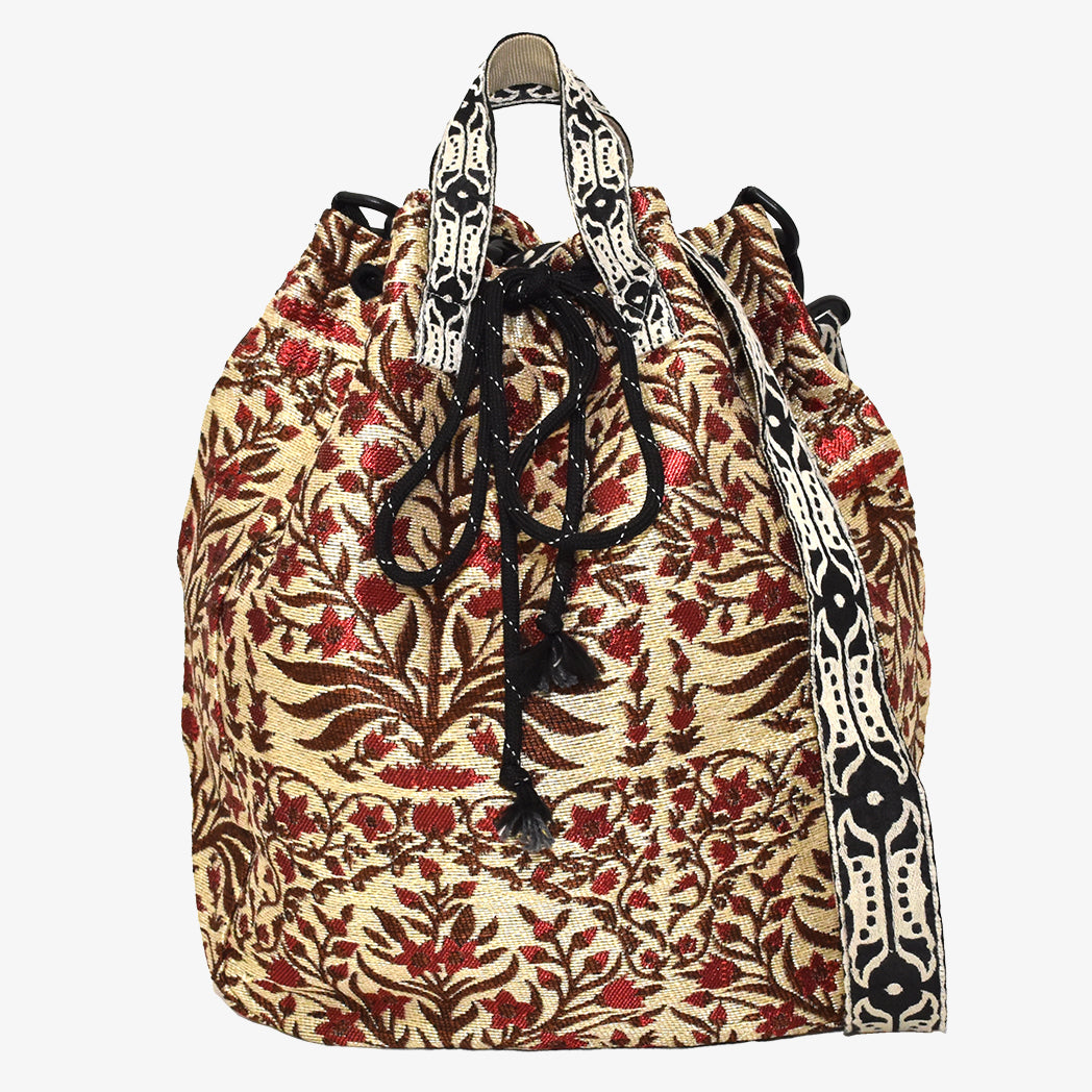 Botanical Flower Jacquard Mochila Bag Natural / BBB-2123-c2 25S