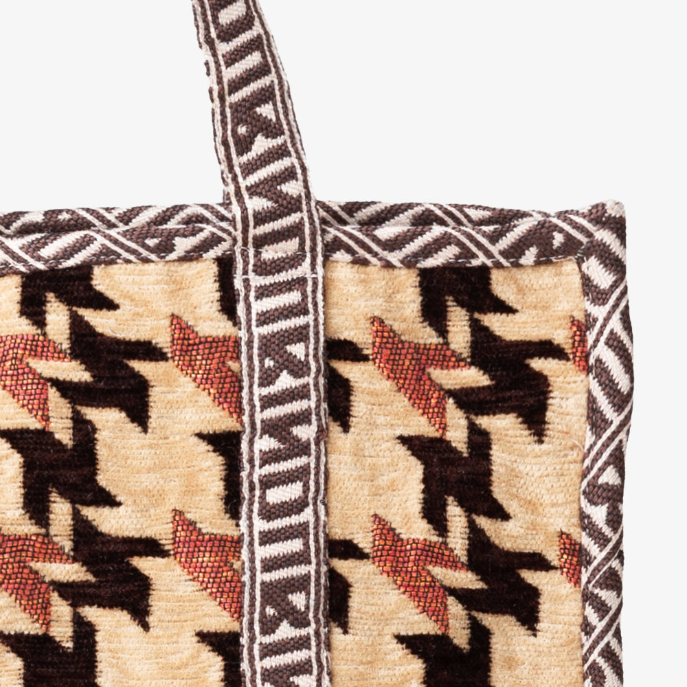 Chenille NY Houndstooth ジャカード Vasar トートバッグ Camel / BBB-2158-25FW-c2