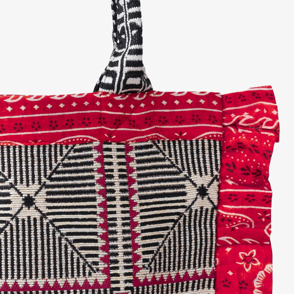 Crochet ジャカード フリル トートバッグ Red / BBB-2166-26ss-c1