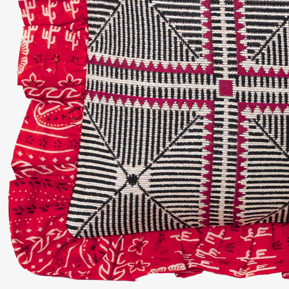 Crochet ジャカード フリル トートバッグ Red / BBB-2166-26ss-c1