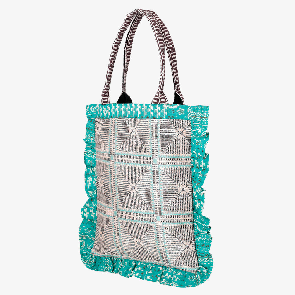 Crochet ジャカード フリル トートバッグ Saxe / BBB-2166-26ss-c2