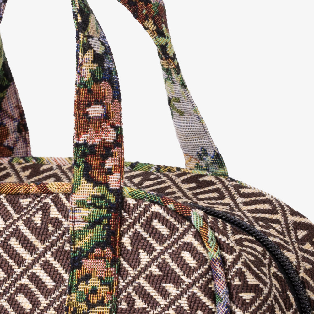 Bindu ジャカード ミニボストンバッグ Brown / BBB-2176-26ss-c2