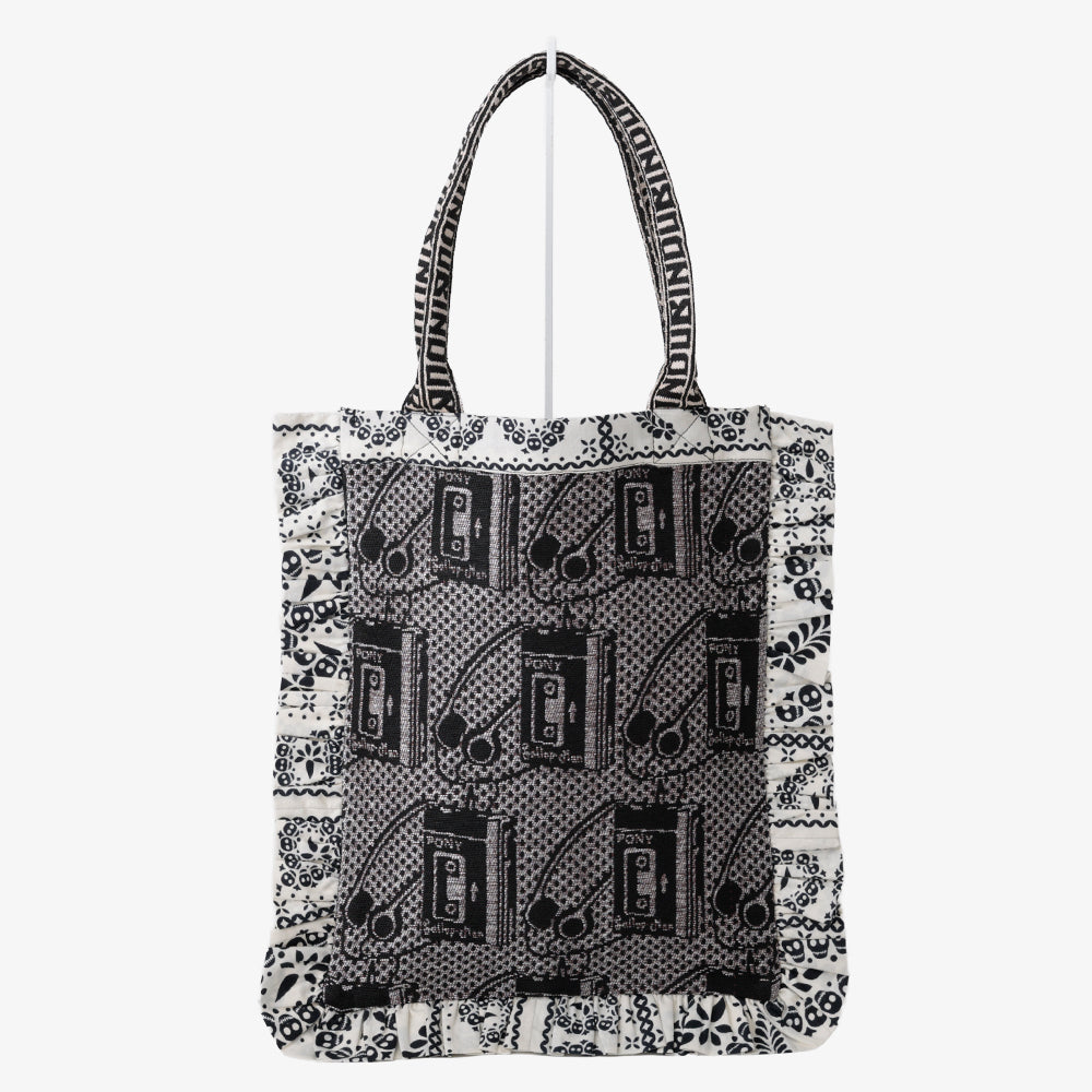 Pony Potable Cassette Player Jacquard Small Frill Tote Silver / BBB-2184-26ms-c2