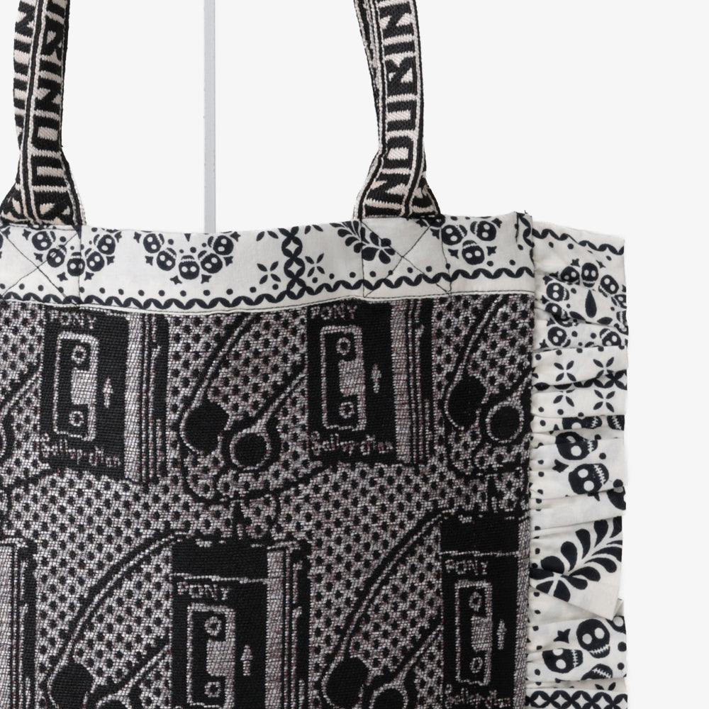 Pony Potable Cassette Player Jacquard Small Frill Tote Silver / BBB-2184-26ms-c2