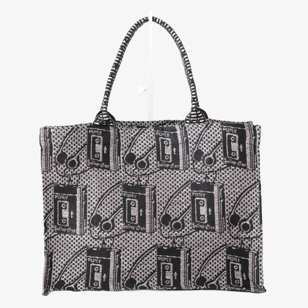Pony Portable Cassette Player Jacquard Book Tote Bag Silver / BBB-2185-26ms-c2