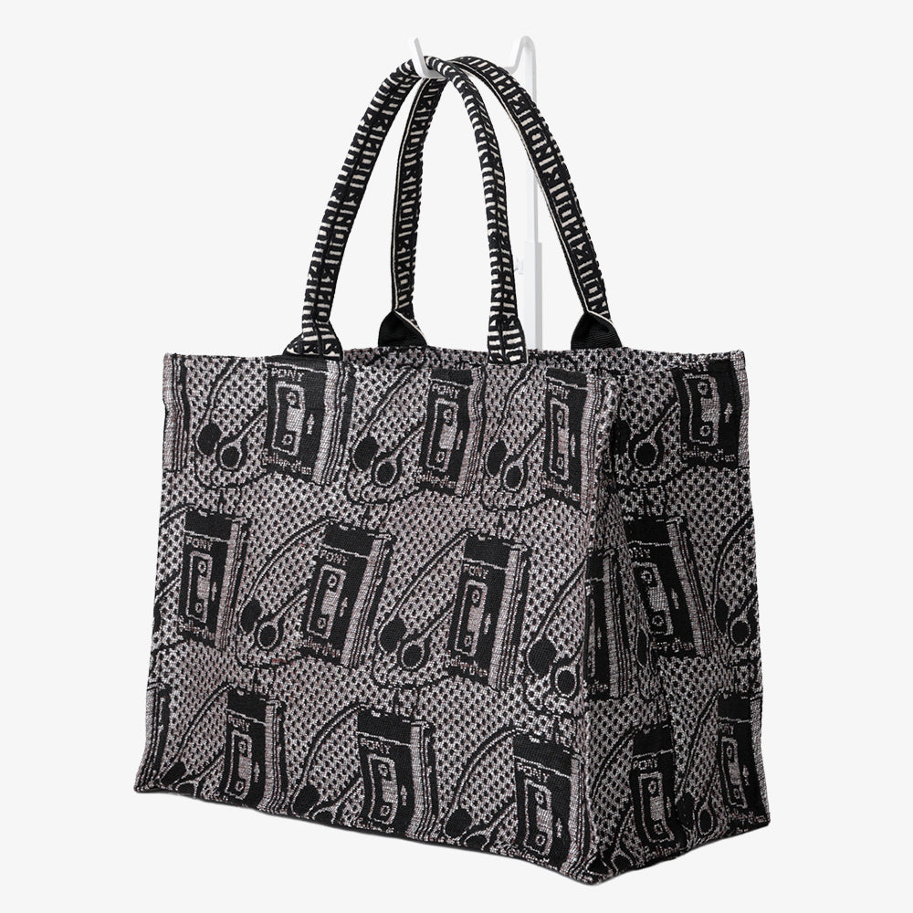 Pony Portable Cassette Player Jacquard Book Tote Bag Silver / BBB-2185-26ms-c2