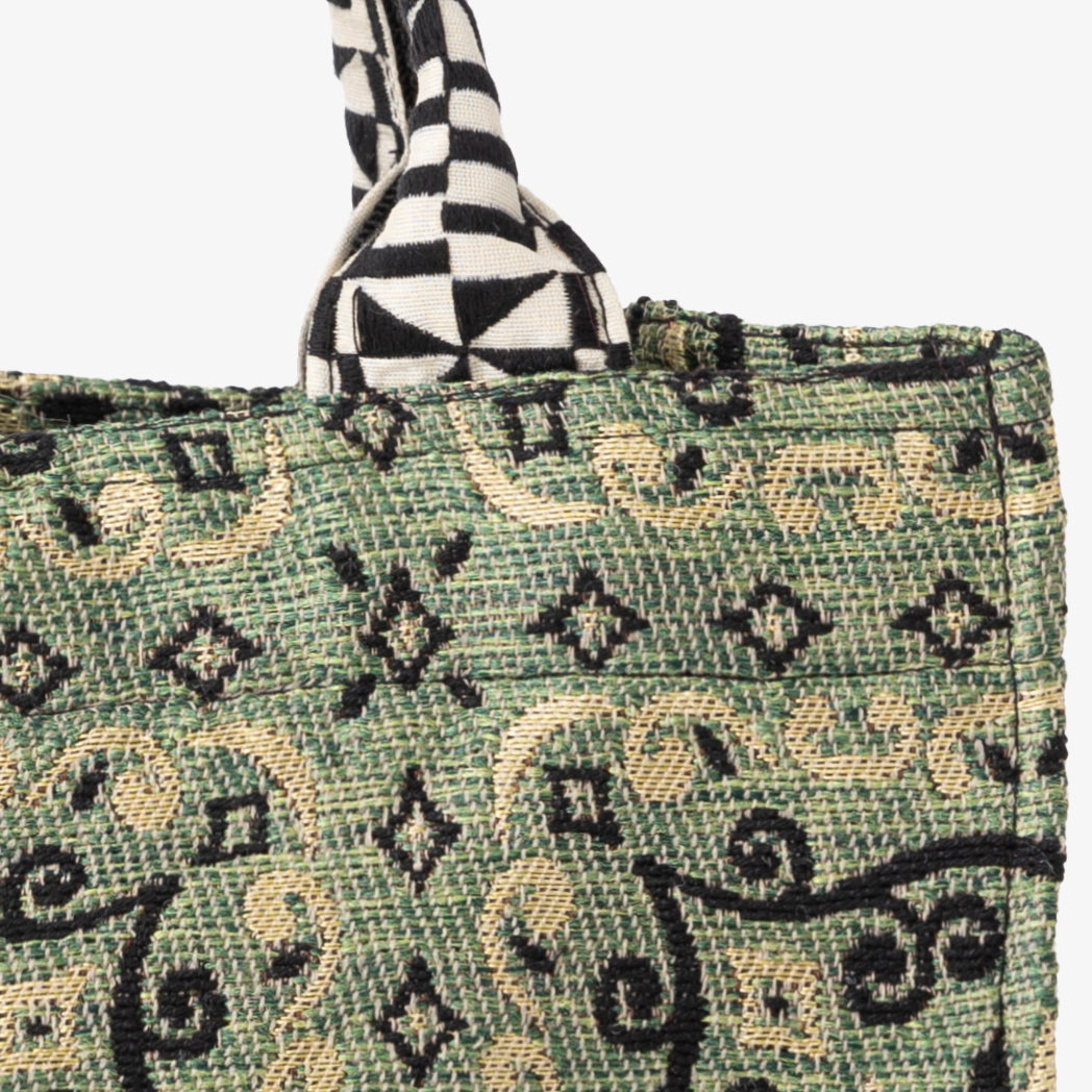 BBB-2092 Joni Flower Jacquard Small Book Tote Bag / c#2 Olive