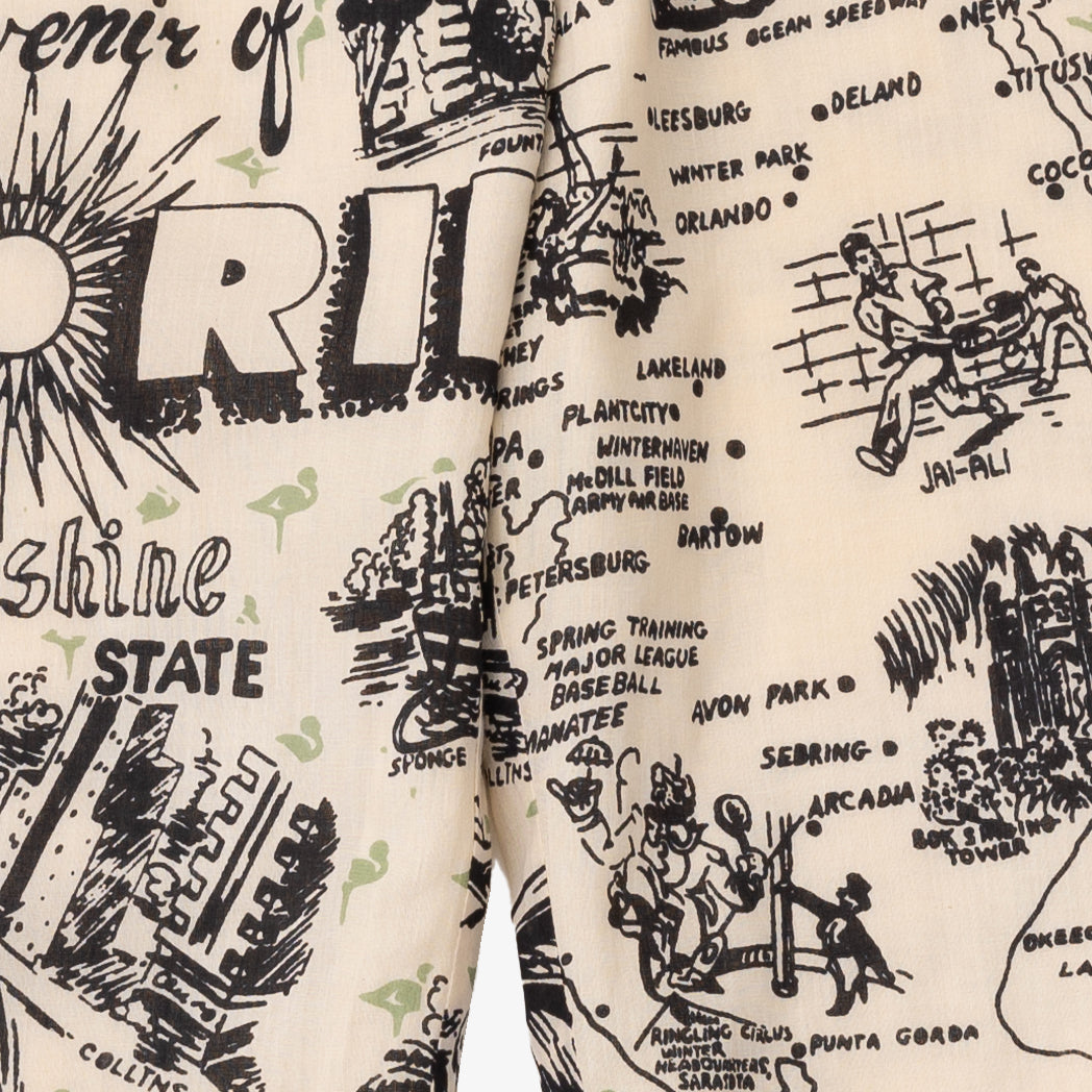 Map Print Pants FLORIDA Natural / BM1377florida-25s-c1